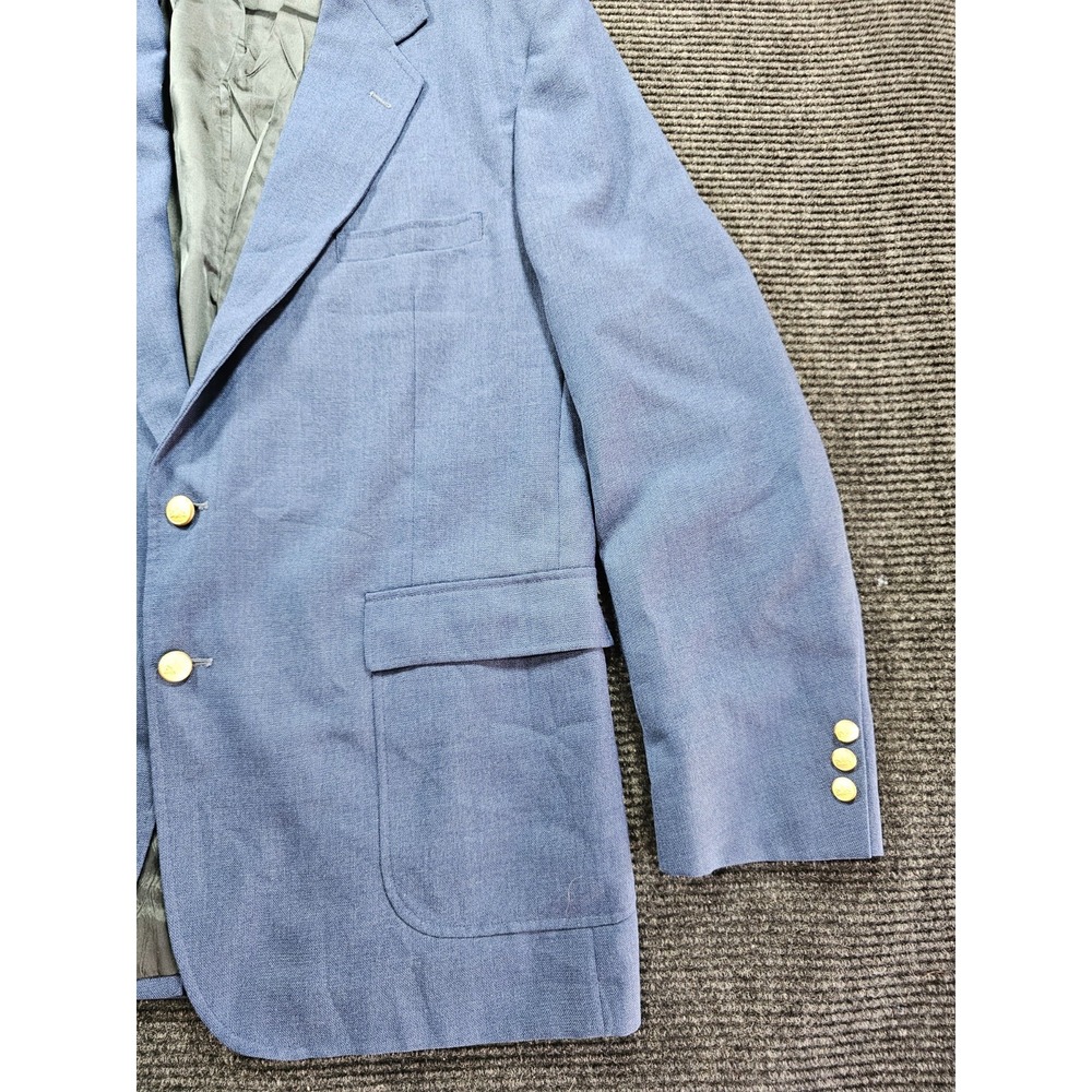 Stafford Blazer Jacket Mens XL Blue Formal Business Notch Lapel 2 Gold Button - Picture 3 of 16